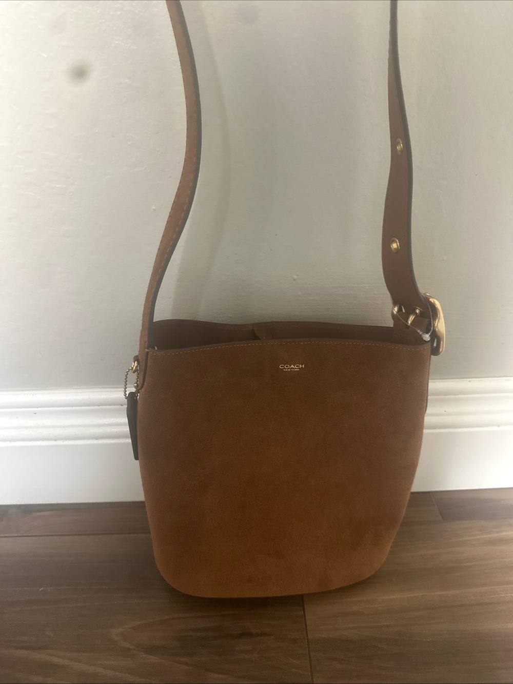 Coach Bleecker Bucket Bag 21 Suede/Brass/Warm Brown
